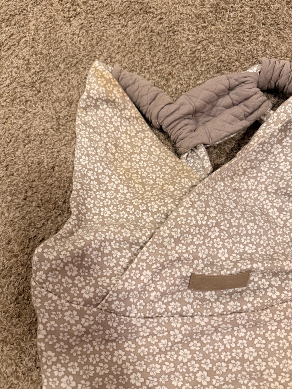Kids Floral Quilted Tote Bag in Taupe